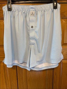 Peter Millar Light Blue & White Gingham Boxer Shorts